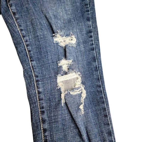 Levi's 721 High Rise Skinny Blue Distressed Denim Jeans - Picture 7 of 15